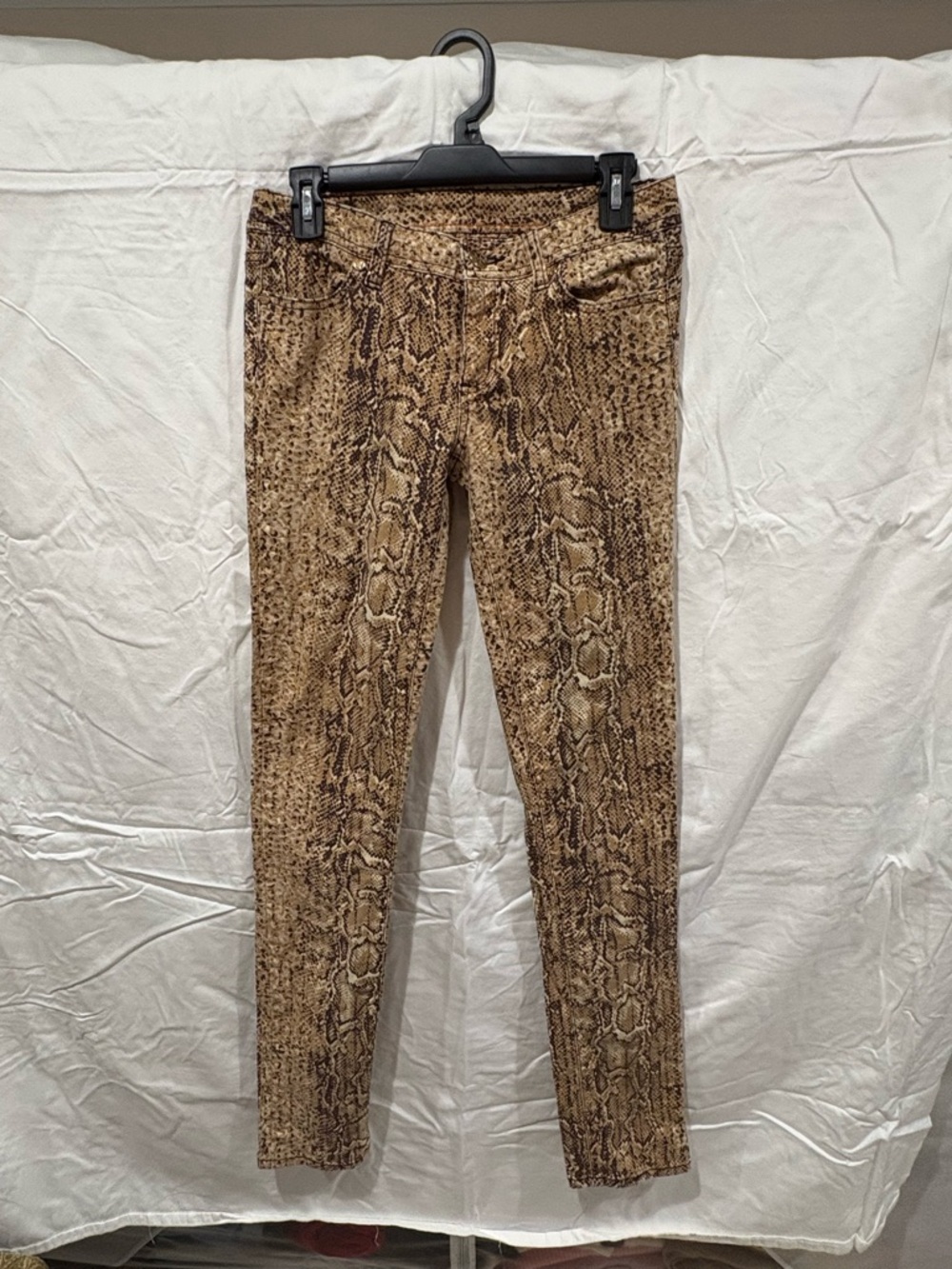 Tory Burch Brown Snake-Print Slim Pants